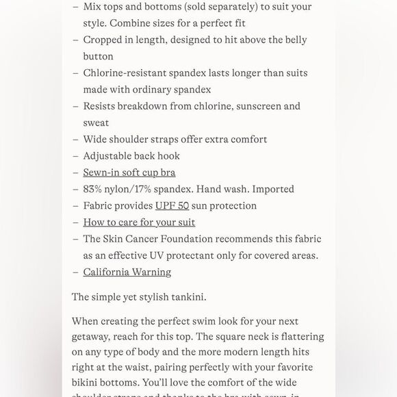 Land's End square neck soft cup bikini top Midkini wide strap sapphire ice 14 - Picture 5 of 6